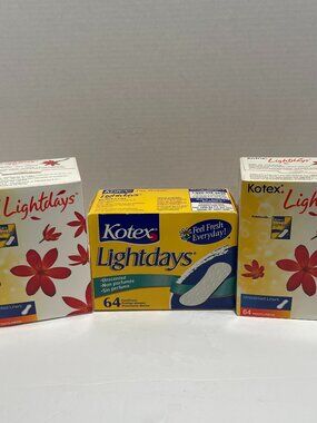 VTG Kotex Lightdays Unscented Panty Liners 2002/04 3 Boxes 64 In Each Box USA